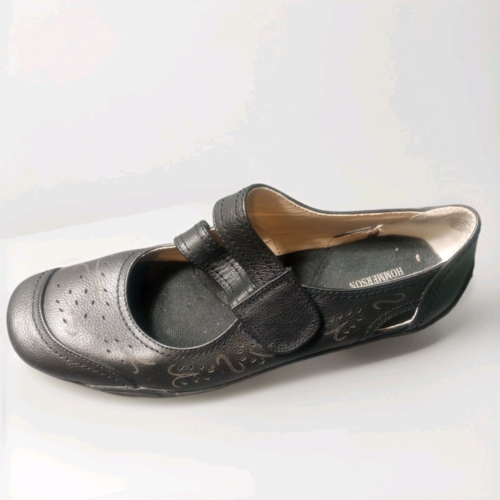 Ros Hommerson Women's Chelsea Mary Jane Flats Black Laser Cut Women's 8.5N